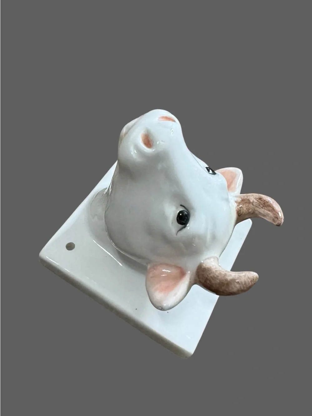 Ceramic Pig and Cow Wall Hooks - White and Pink Home Wall Decor